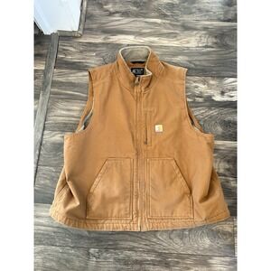 Carhartt Men's Washed Duck Sherpa-Lined Mock-Neck Vest Size 2XL OV4277-M #104277